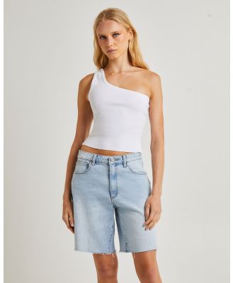 General Pants Co. Basics - Luxe Knitted One Shoulder Top - T-Shirts & Singlets (WHITE) Luxe Knitted One Shoulder Top