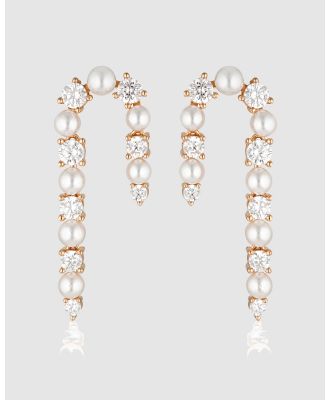 Georgini - Candy Cane Pearl Earrings - Jewellery (Rose Gold) Candy Cane Pearl Earrings