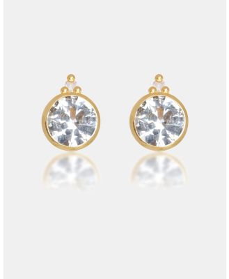 Georgini - Natural Aquamarine And Two Natural Diamond March Gold Earrings - Jewellery (Gold) Natural Aquamarine And Two Natural Diamond March Gold Earrings