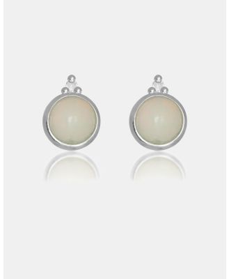 Georgini - Natural Opal And Two Natural Diamond October Silver Earrings - Jewellery (Silver) Natural Opal And Two Natural Diamond October Silver Earrings