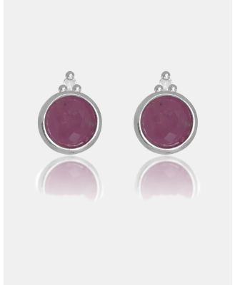Georgini - Natural Ruby And Two Natural Diamond July Silver Earrings - Jewellery (Silver) Natural Ruby And Two Natural Diamond July Silver Earrings