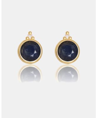 Georgini - Natural Sapphire And Two Natural Diamond September Gold Earrings - Jewellery (Gold) Natural Sapphire And Two Natural Diamond September Gold Earrings