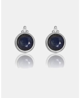 Georgini - Natural Sapphire And Two Natural Diamond September Silver Earrings - Jewellery (Silver) Natural Sapphire And Two Natural Diamond September Silver Earrings