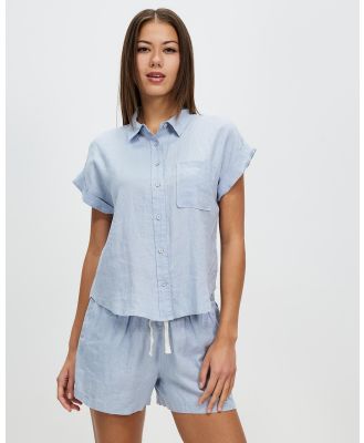 Gingerlilly - Renata Linen Pyjama Shorts Set - Sleepwear (Blue) Renata Linen Pyjama Shorts Set