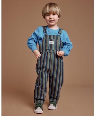 Goldie + Ace - Ace Twill Heritage Stripe Overalls   Babies Kids - All onesies (Green & Blue) Ace Twill Heritage Stripe Overalls - Babies-Kids