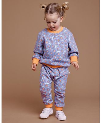 Goldie + Ace - Daisy Meadow Terry Sweatpants   Babies Kids ICONIC EXCLUSIVE - Pants (Lilac & Tangerine) Daisy Meadow Terry Sweatpants - Babies-Kids ICONIC EXCLUSIVE