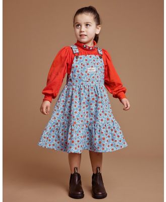 Goldie + Ace - Dixie Daisy Tiered Corduroy Pinafore Dress   Babies Kids - Printed Dresses (Blue Red) Dixie Daisy Tiered Corduroy Pinafore Dress - Babies-Kids