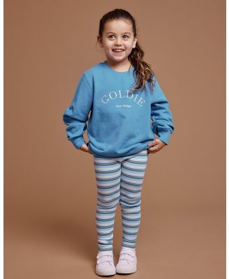 Goldie + Ace - Goldie Crew Embroidered Sweater   Babies Kids - Sweats (Lake) Goldie Crew Embroidered Sweater - Babies-Kids