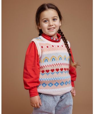 Goldie + Ace - Matilda Sweater Vest   Babies Kids - Coats & Jackets (Peach Multi) Matilda Sweater Vest - Babies-Kids