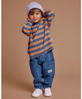 Goldie + Ace - Stripe Embroidered LS Top   ICONIC EXCLUSIVE  Babies Kids - T-Shirts & Singlets (Blue Orange) Stripe Embroidered LS Top - ICONIC EXCLUSIVE- Babies-Kids
