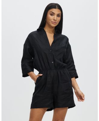 Grace Willow - Iris Linen Playsuit - Jumpsuits & Playsuits (Black) Iris Linen Playsuit