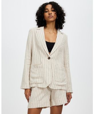 Grace Willow - Palmer Linen Blazer - Blazers (Beige Pinstripe) Palmer Linen Blazer