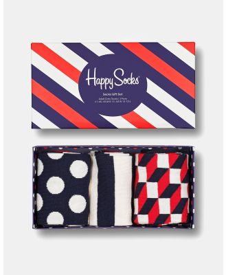 Happy Socks - 3 Pack Classic Gift Set - Crew Socks (Navy) 3-Pack Classic Gift Set