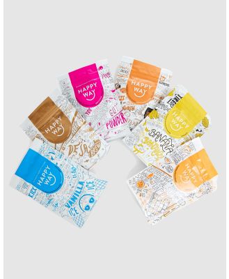 Happy Way - Whey Protein Sample Pack (6 x 60g Whey Flavours) - Proteins (Black) Whey Protein Sample Pack (6 x 60g Whey Flavours)