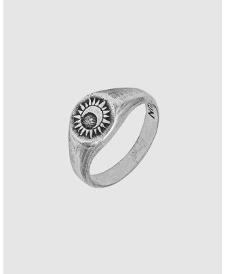 Haze & Glory -  Ring Men Signet Ring Sacred Sun Engraved in 925 Sterling Silver - Jewellery (Silver) Ring Men Signet Ring Sacred Sun Engraved in 925 Sterling Silver