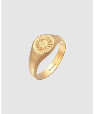 Haze & Glory -  Ring Signet Ring Sacred Sun in 925 Sterling Silver Gold Plated - Jewellery (Gold) Ring Signet Ring Sacred Sun in 925 Sterling Silver Gold Plated