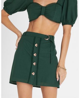 Heaven Australia - Emerald Button Up Mini Skirt - Skirts (Green) Emerald Button Up Mini Skirt
