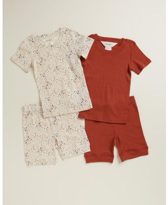 Hello Night - Basics Merino SS Pyjamas Set   2 Pack   Babies - Two-piece sets (Terracotta) Basics Merino SS Pyjamas Set - 2-Pack - Babies