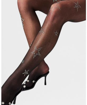 High Heel Jungle - Glitter Star Sheer Tights - Socks & Tights (Black) Glitter Star Sheer Tights