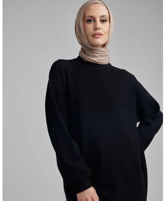 Hijab House - Black Basic Knit Top - Tops (Black) Black Basic Knit Top