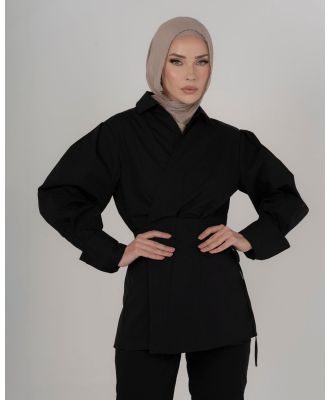 Hijab House - Black Collar Shirt - Shirts & Polos (Black) Black Collar Shirt