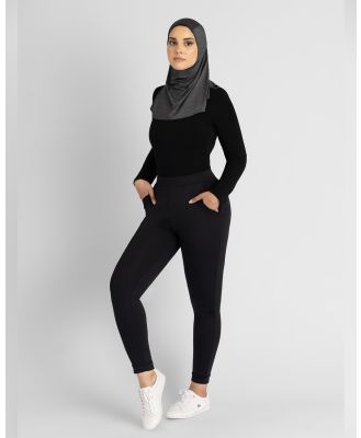 Hijab House - Black Cuffed Track Pants - Sports Tights (Black) Black Cuffed Track Pants
