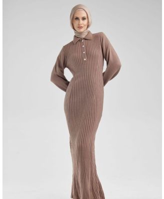 Hijab House - Knitted Polo Dress - Dresses (Nude) Knitted Polo Dress