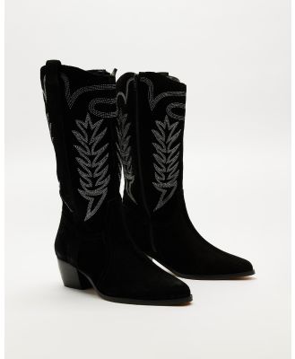 Human Premium - Dakota Boots - Boots (Black Suede & Black Stitch) Dakota Boots