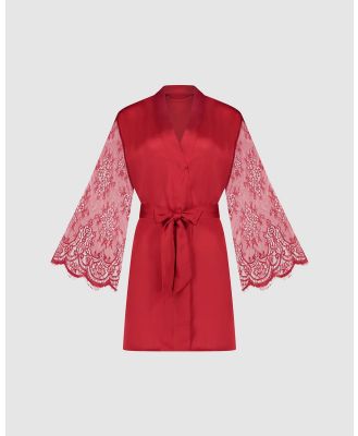 Hunkemoller - Satin Lace Aldana Kimono - Sleepwear (Tango Red) Satin Lace Aldana Kimono
