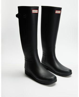 Hunter - Refined Tall Wellington Boots   Women's - Boots (Black) Refined Tall Wellington Boots - Women's