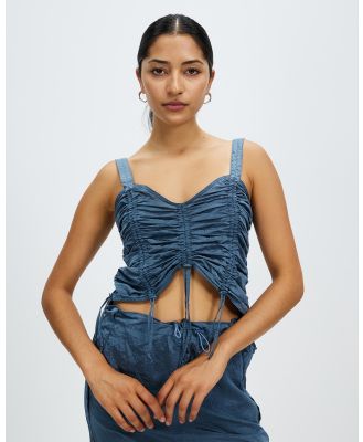 Iets Frans - Tech Ruched Vest - Cropped tops (Blue) Tech Ruched Vest