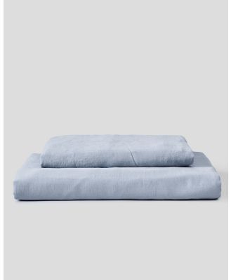 IN BED - 100% Linen Duvet Set - Home (Mist) 100% Linen Duvet Set