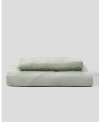 IN BED - 100% Linen Duvet Set - Home (Stone) 100% Linen Duvet Set