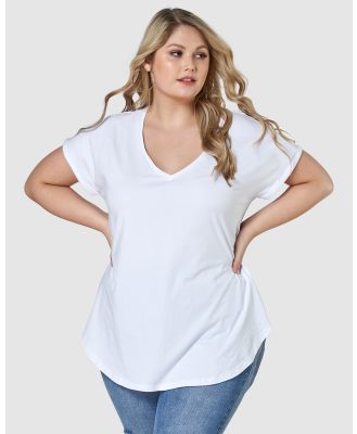 Indigo Tonic - Jacinta Longline V Neck Tee - Short Sleeve T-Shirts (White) Jacinta Longline V Neck Tee