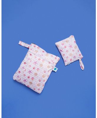 itti bitti - Large and Small Double Pocket Wetbags - Outdoors (Seashells) Large and Small Double Pocket Wetbags