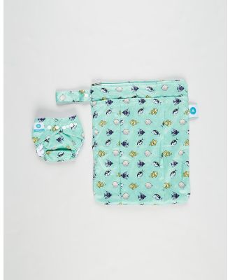 itti bitti - Reusable Swim Nappy + Double Pocket Wetbag - Swimming / Towels (Bubbles) Reusable Swim Nappy + Double Pocket Wetbag