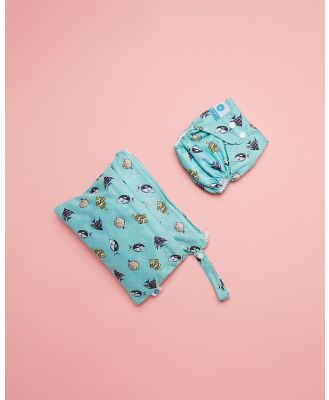 itti bitti - Reusable Swim Nappy & Small Double Pocket Wetbag   Babies - Briefs (Bubbles) Reusable Swim Nappy & Small Double Pocket Wetbag - Babies