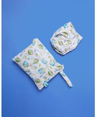 itti bitti - Reusable Swim Nappy + Small Double Pocket Wetbag   Babies - Briefs (Sandcastle) Reusable Swim Nappy + Small Double Pocket Wetbag - Babies