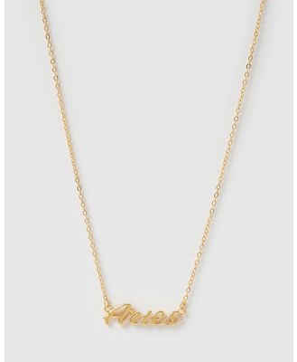 Izoa - Aries Written Star Sign Necklace - Jewellery (Gold) Aries Written Star Sign Necklace