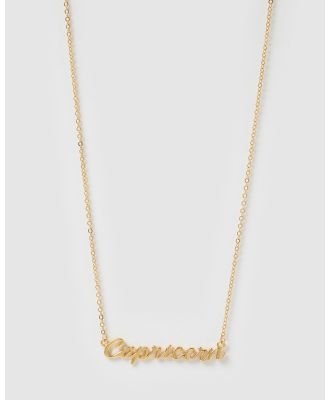 Izoa - Capricorn Written Star Sign Necklace - Jewellery (Gold) Capricorn Written Star Sign Necklace