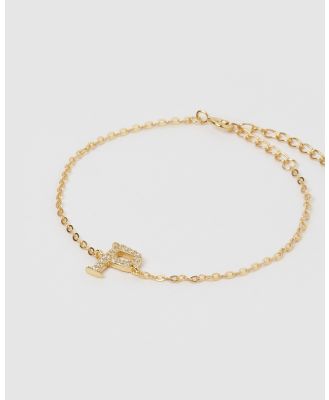 Izoa - Crystal Letter P Bracelet - Jewellery (Gold) Crystal Letter P Bracelet
