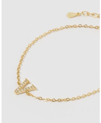 Izoa - Crystal Letter V Bracelet - Jewellery (Gold) Crystal Letter V Bracelet