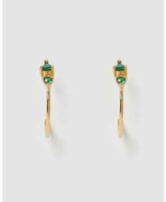 Izoa - Elena Hoop Earrings - Jewellery (Gold Green) Elena Hoop Earrings