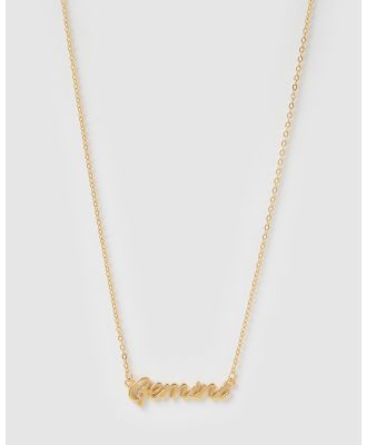 Izoa - Gemini Written Star Sign Necklace - Jewellery (Gold) Gemini Written Star Sign Necklace