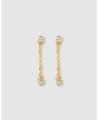 Izoa - Izoa Ruby Drop Stud Earrings Gold - Jewellery (Gold) Izoa Ruby Drop Stud Earrings Gold