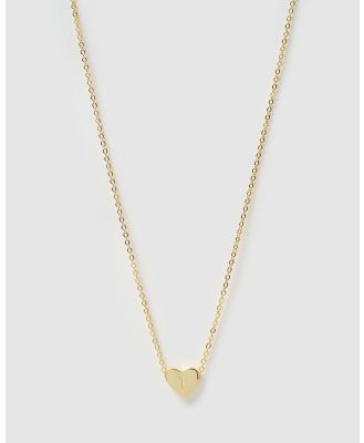 Izoa Kids - Kids Heart Alphabet Letter T Necklace - Jewellery (Gold) Kids Heart Alphabet Letter T Necklace