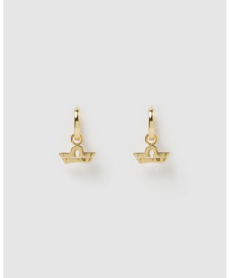 Izoa - Libra Star Sign Symbol Huggie Earring - Jewellery (Gold) Libra Star Sign Symbol Huggie Earring