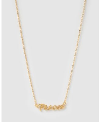 Izoa - Pisces Written Star Sign Necklace - Jewellery (Gold) Pisces Written Star Sign Necklace