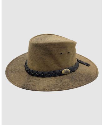 Jacaru - Jacaru 1001P Premium Kangaroo Leather Hat - Hats (Stonewash Brown) Jacaru 1001P Premium Kangaroo Leather Hat