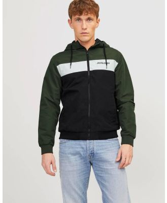 Jack & Jones - Blocking Hood Bomber Jacket - Coats & Jackets (Forest Night) Blocking Hood Bomber Jacket